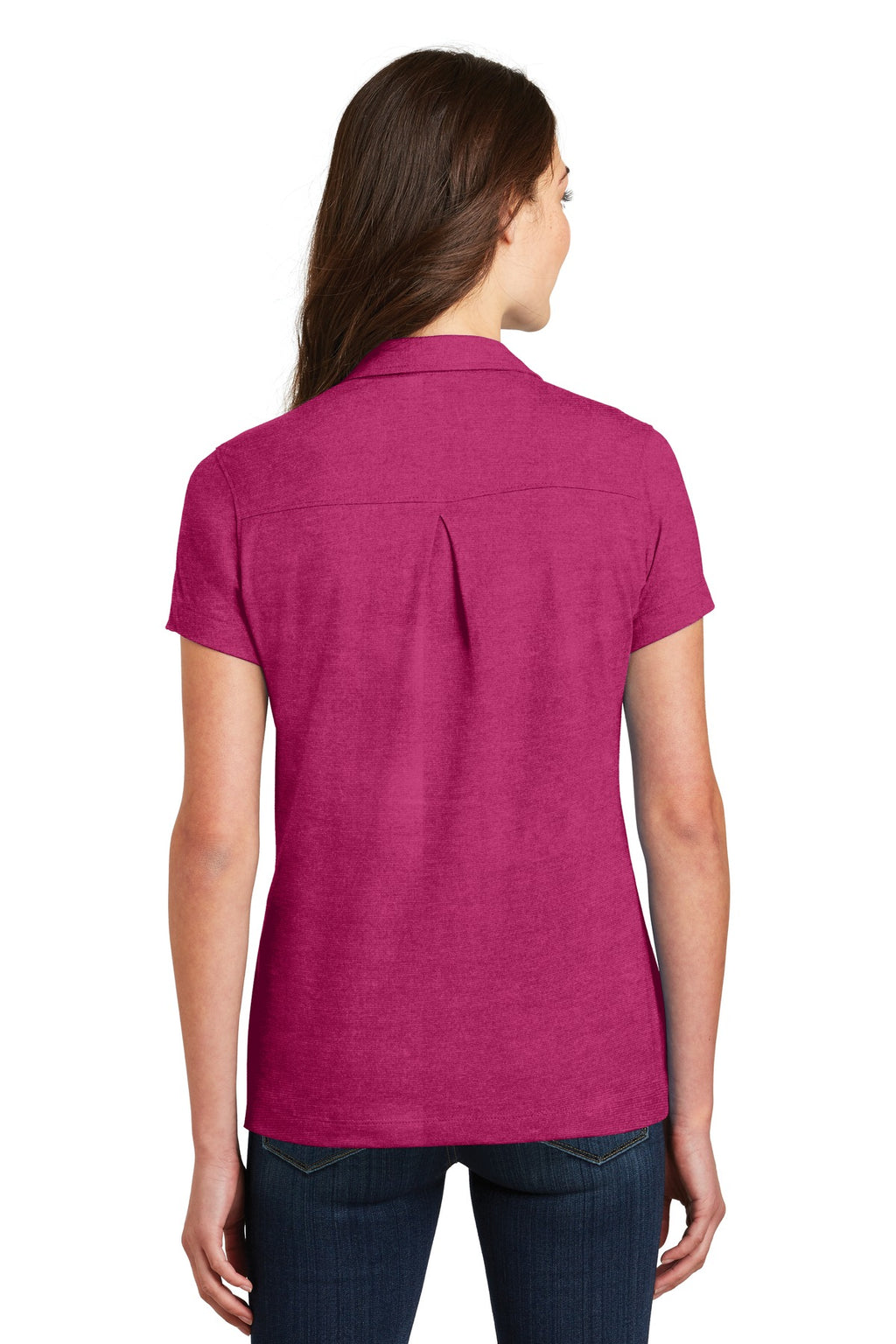 DISCONTINUED Port Authority Ladies Meridian Cotton Blend Polo. L577 - Pink Azalea - back