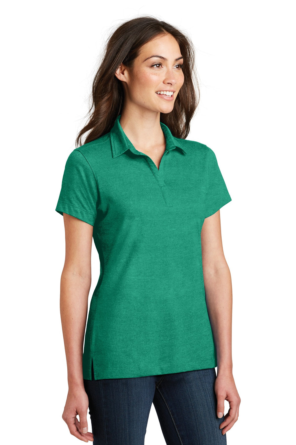 DISCONTINUED Port Authority Ladies Meridian Cotton Blend Polo. L577 - Verdant Green - three_q