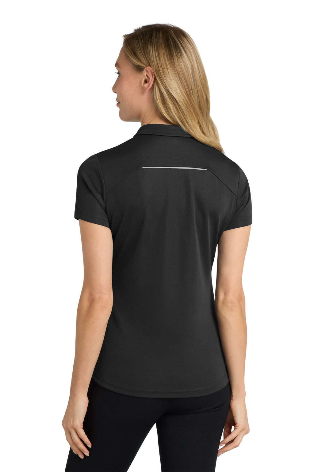 DISCONTINUED Port Authority Women's Pinpoint Mesh Zip Polo. L580 - Black - back