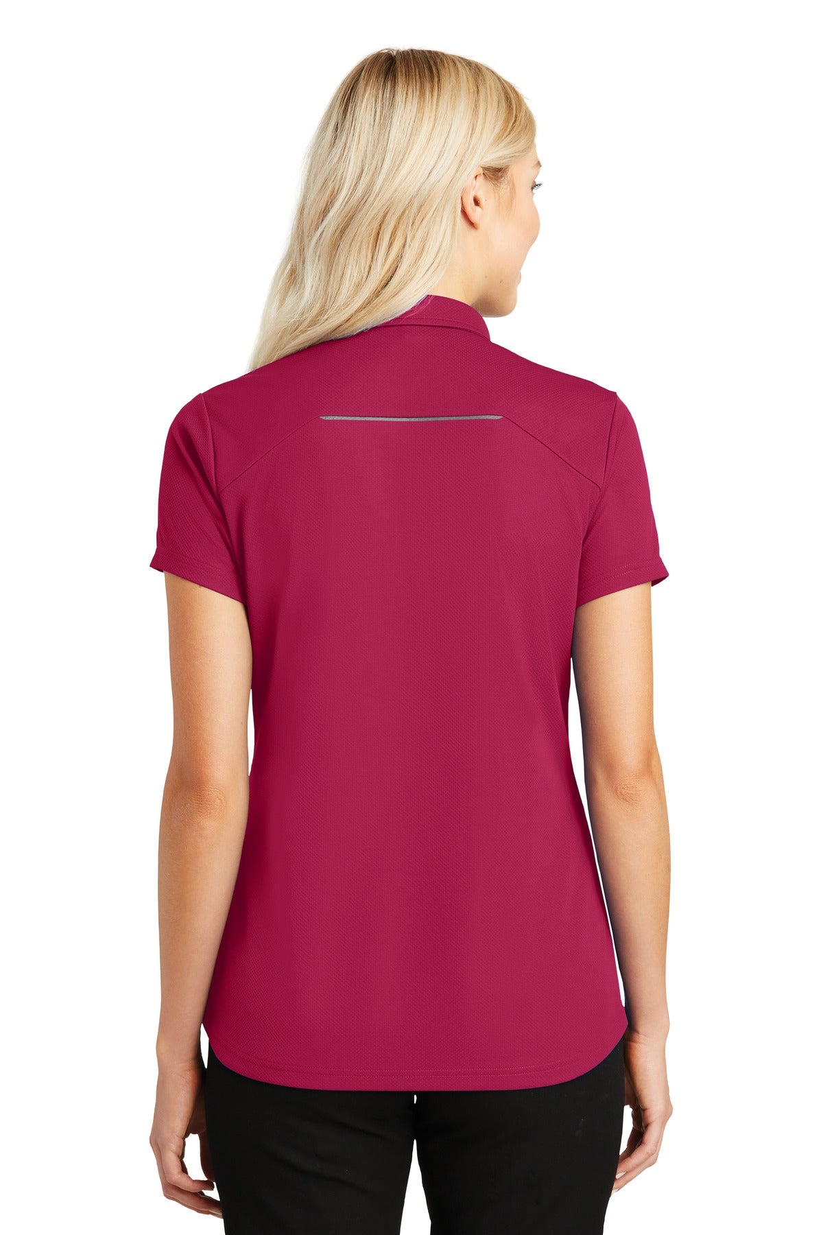 DISCONTINUED Port Authority Women's Pinpoint Mesh Zip Polo. L580 - Dark Fuchsia - back