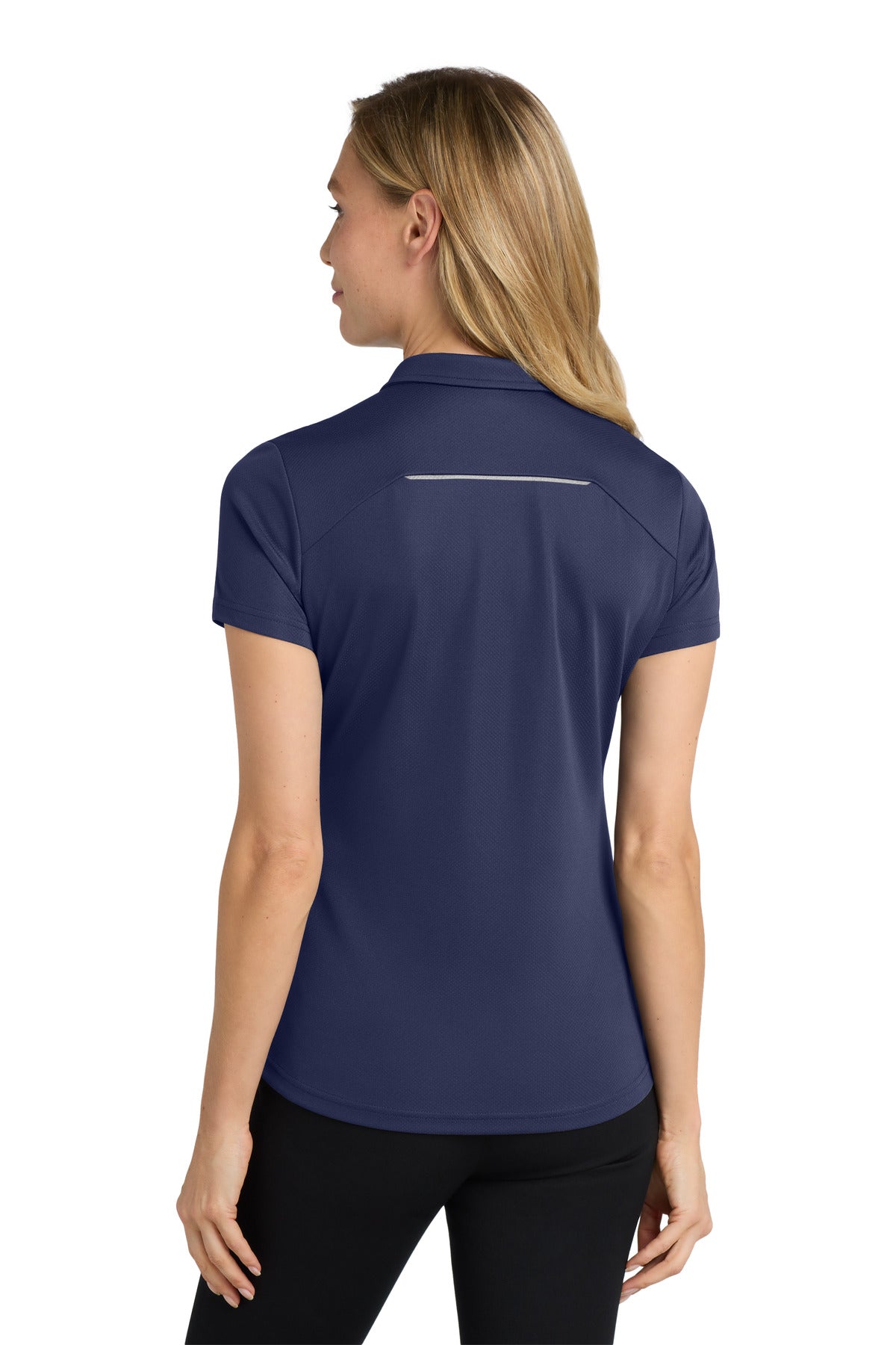 DISCONTINUED Port Authority Women's Pinpoint Mesh Zip Polo. L580 - True Navy - back