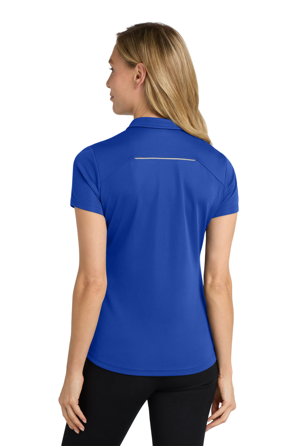 DISCONTINUED Port Authority Women's Pinpoint Mesh Zip Polo. L580 - True Royal - back