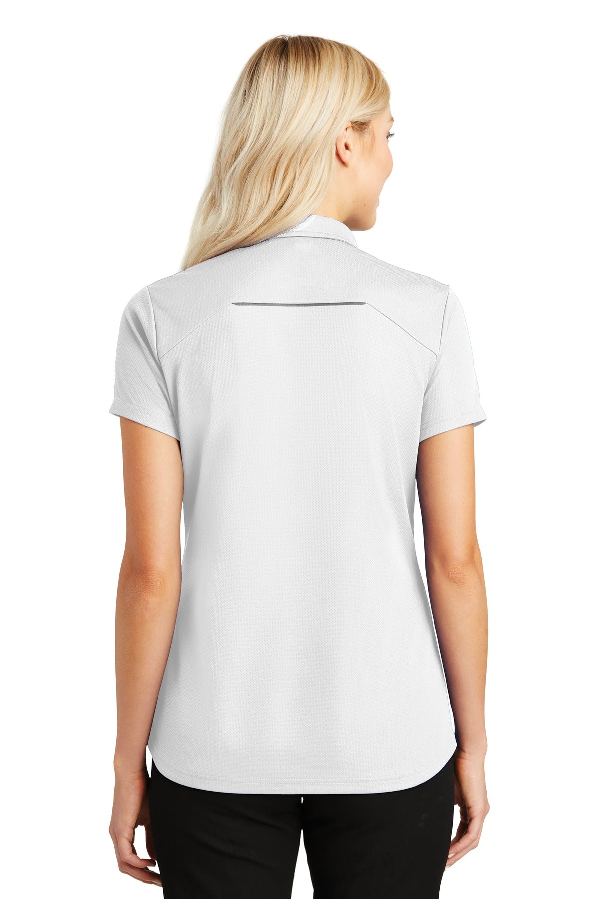 DISCONTINUED Port Authority Women's Pinpoint Mesh Zip Polo. L580 - White - back