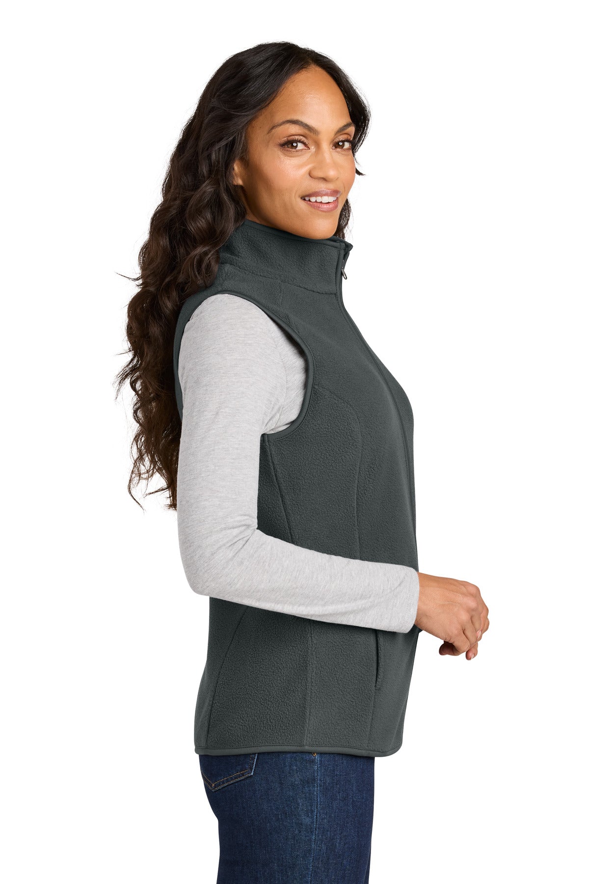 Port Authority Women's C-FREE Fleece Vest L702 - Grey Steel - side