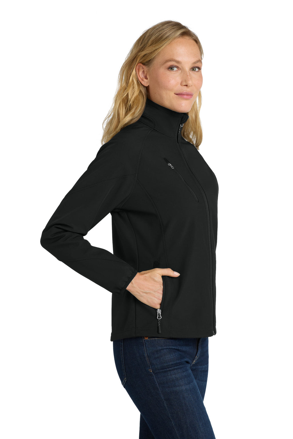 Port Authority Women's Textured Soft Shell Jacket. L705 - Black - side