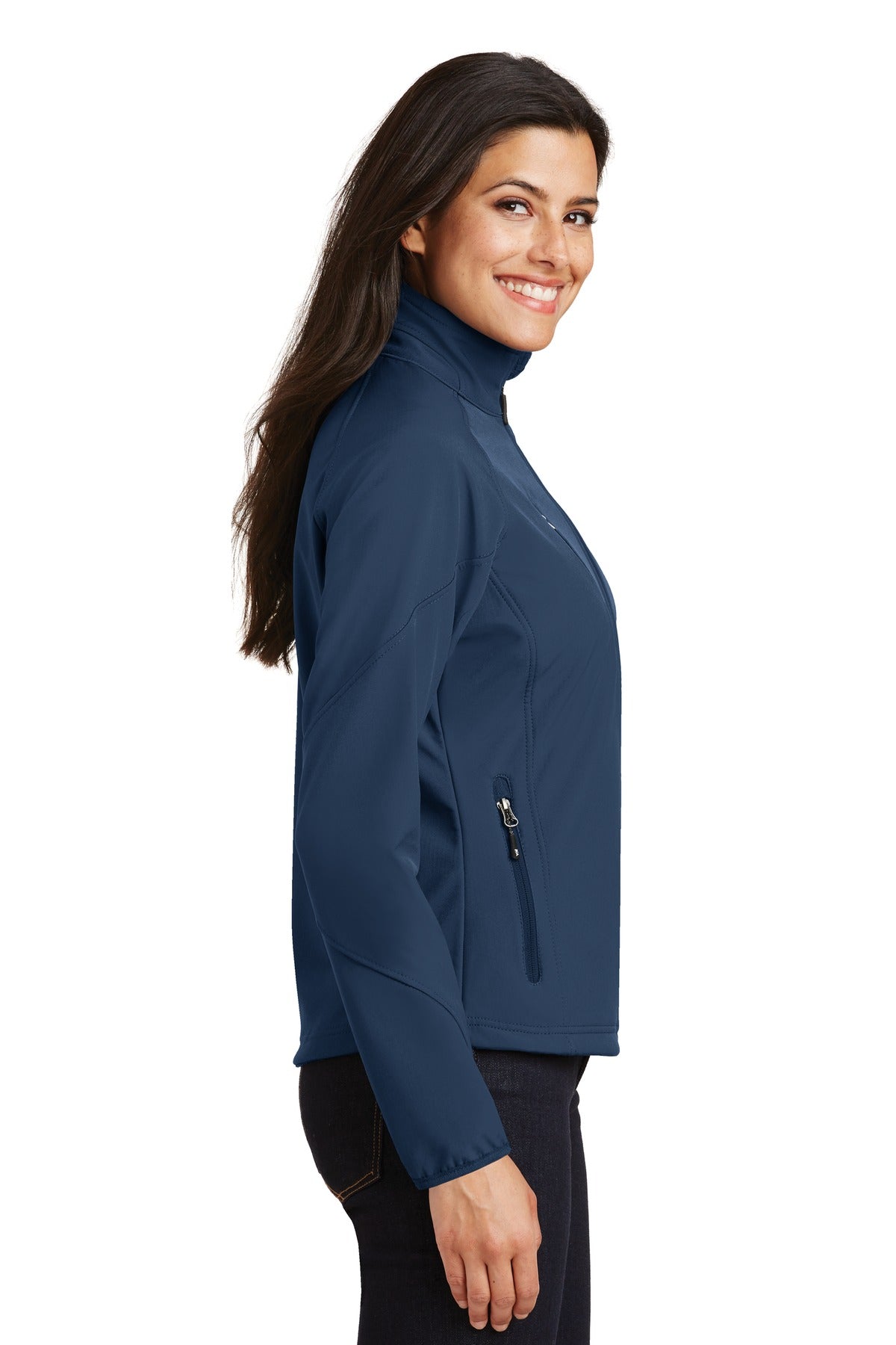 Port Authority Women's Textured Soft Shell Jacket. L705 - Insignia Blue - side