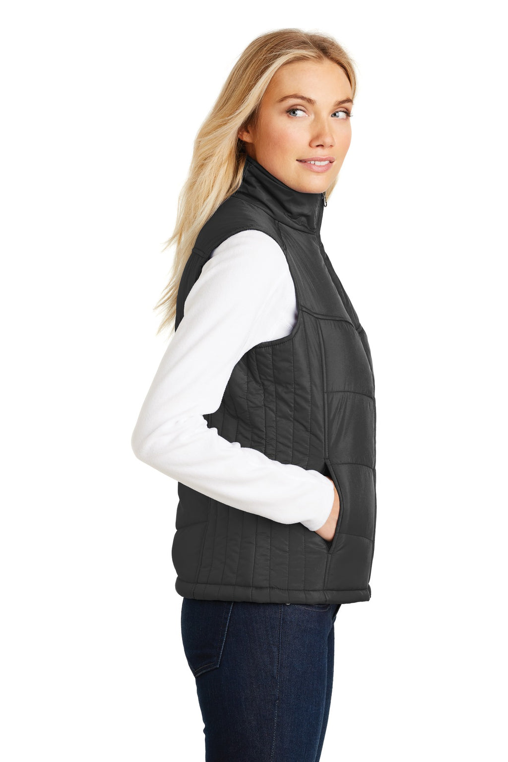 Port Authority Women's Puffy Vest. L709 - Black/ Black - side