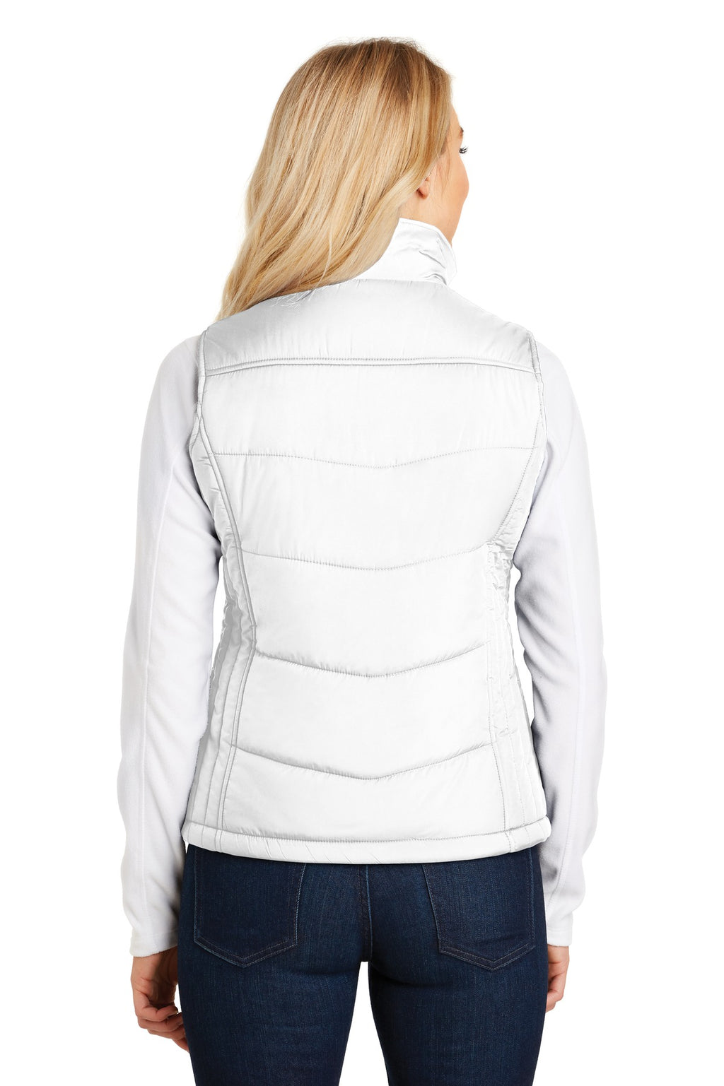 Port Authority Women's Puffy Vest. L709 - White/ Dark Slate - back