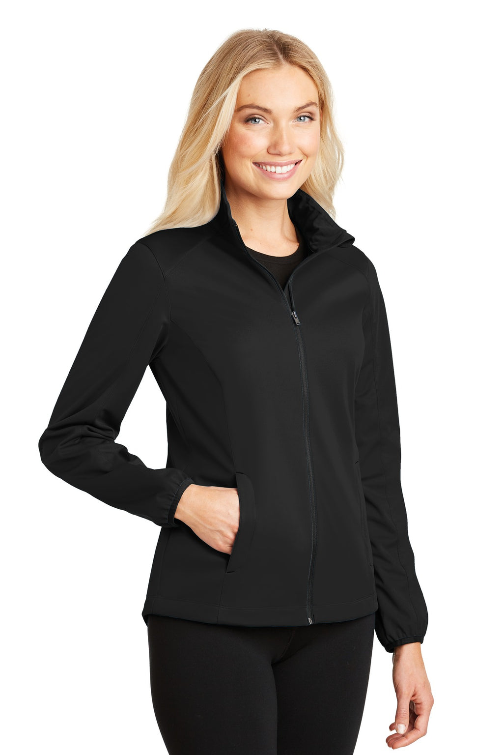 Port Authority Women's Active Soft Shell Jacket. L717 - Deep Black - three_q