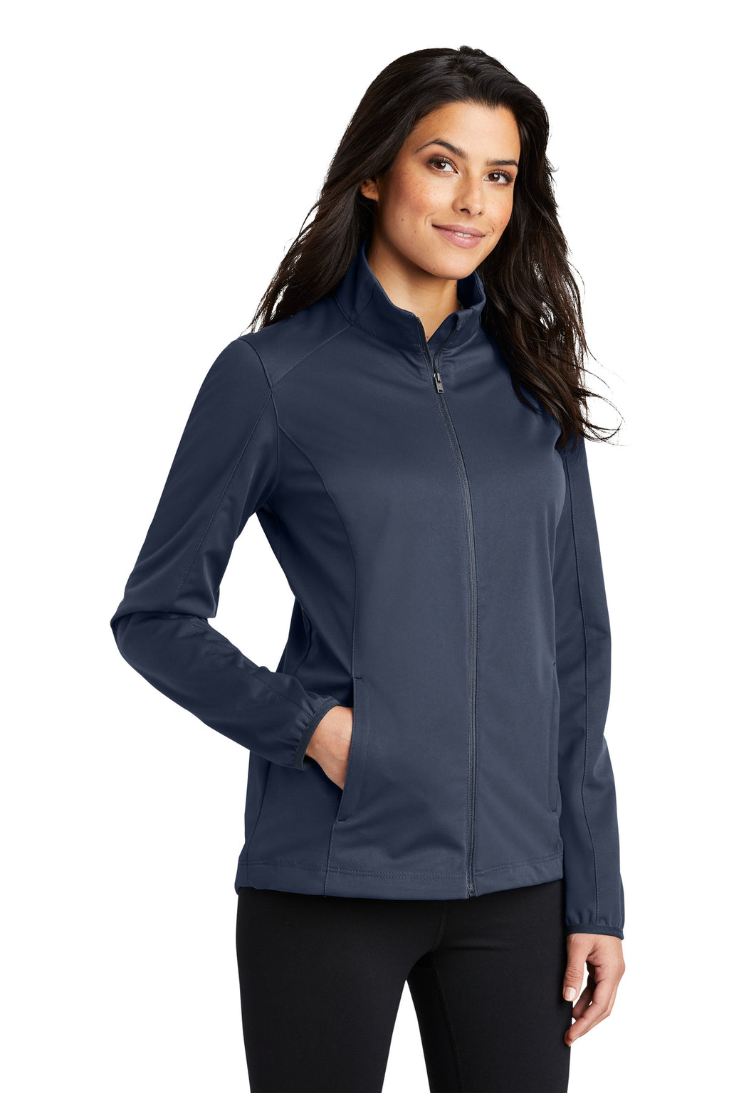 Port Authority Women's Active Soft Shell Jacket. L717 - Dress Blue Navy - three_q