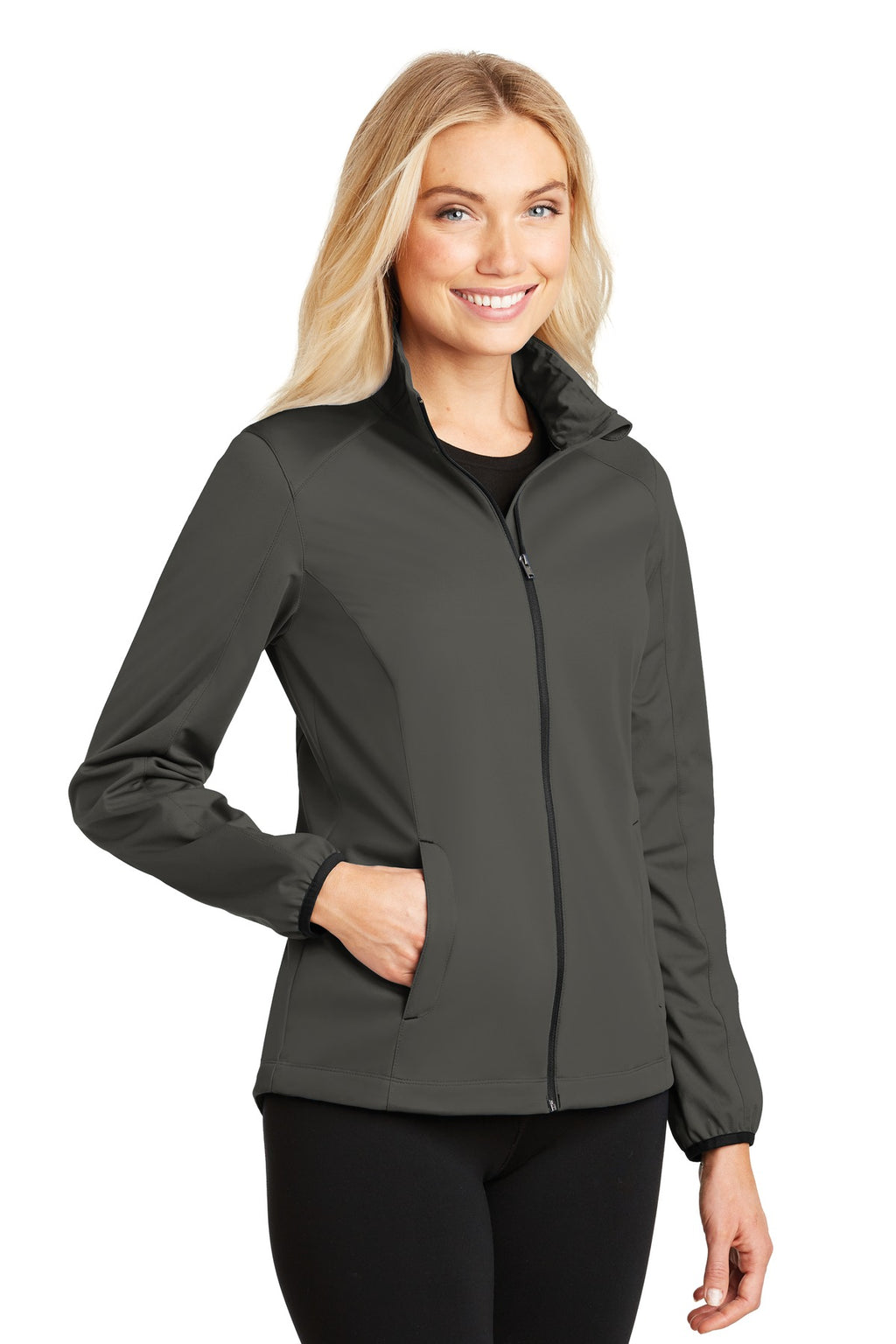 Port Authority Women's Active Soft Shell Jacket. L717 - Grey Steel - three_q