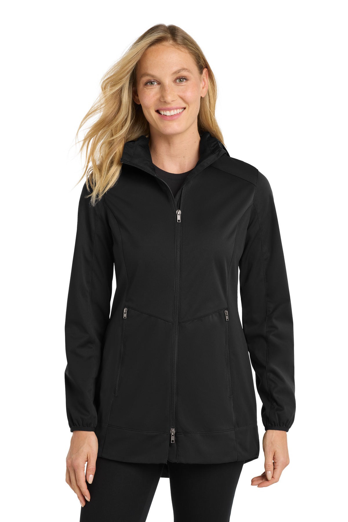 Port Authority Women's Active Hooded Soft Shell Jacket. L719 - Deep Black - front