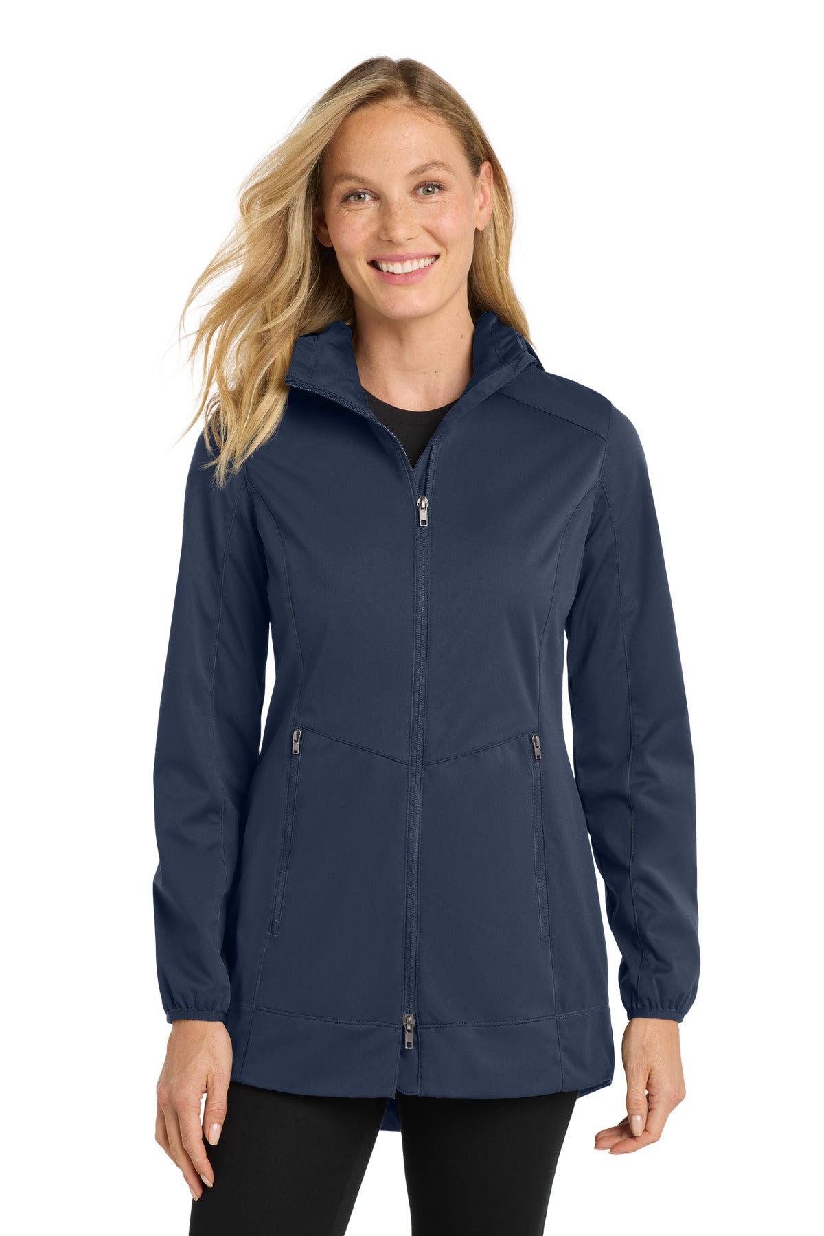 Port Authority Women's Active Hooded Soft Shell Jacket. L719 - Dress Blue Navy - front