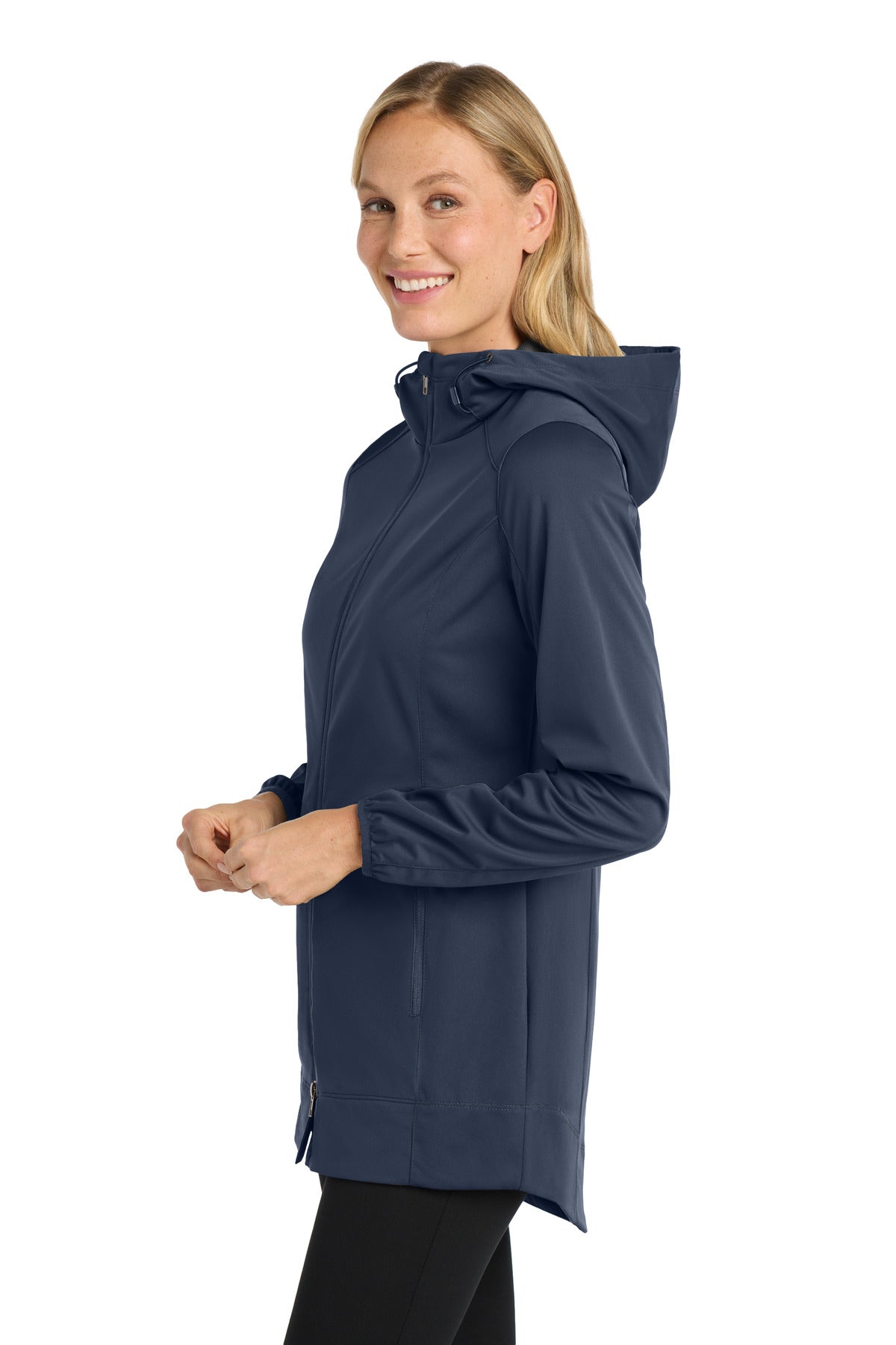 Port Authority Women's Active Hooded Soft Shell Jacket. L719 - Dress Blue Navy - side