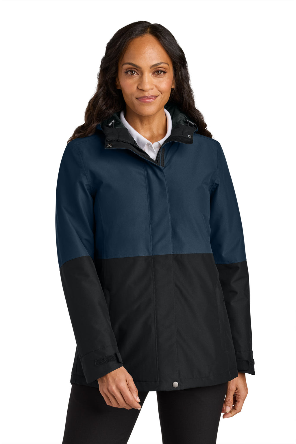 Port Authority Women's Insulated Heavy Ripstop Jacket L721 - Dress Blue Navy/ Deep Black - front
