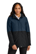 Port Authority Women's Insulated Heavy Ripstop Jacket L721 - Dress Blue Navy/ Deep Black - front