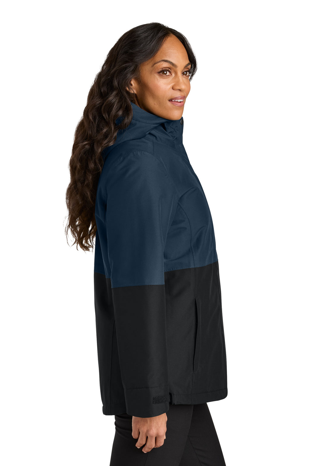 Port Authority Women's Insulated Heavy Ripstop Jacket L721 - Dress Blue Navy/ Deep Black - side