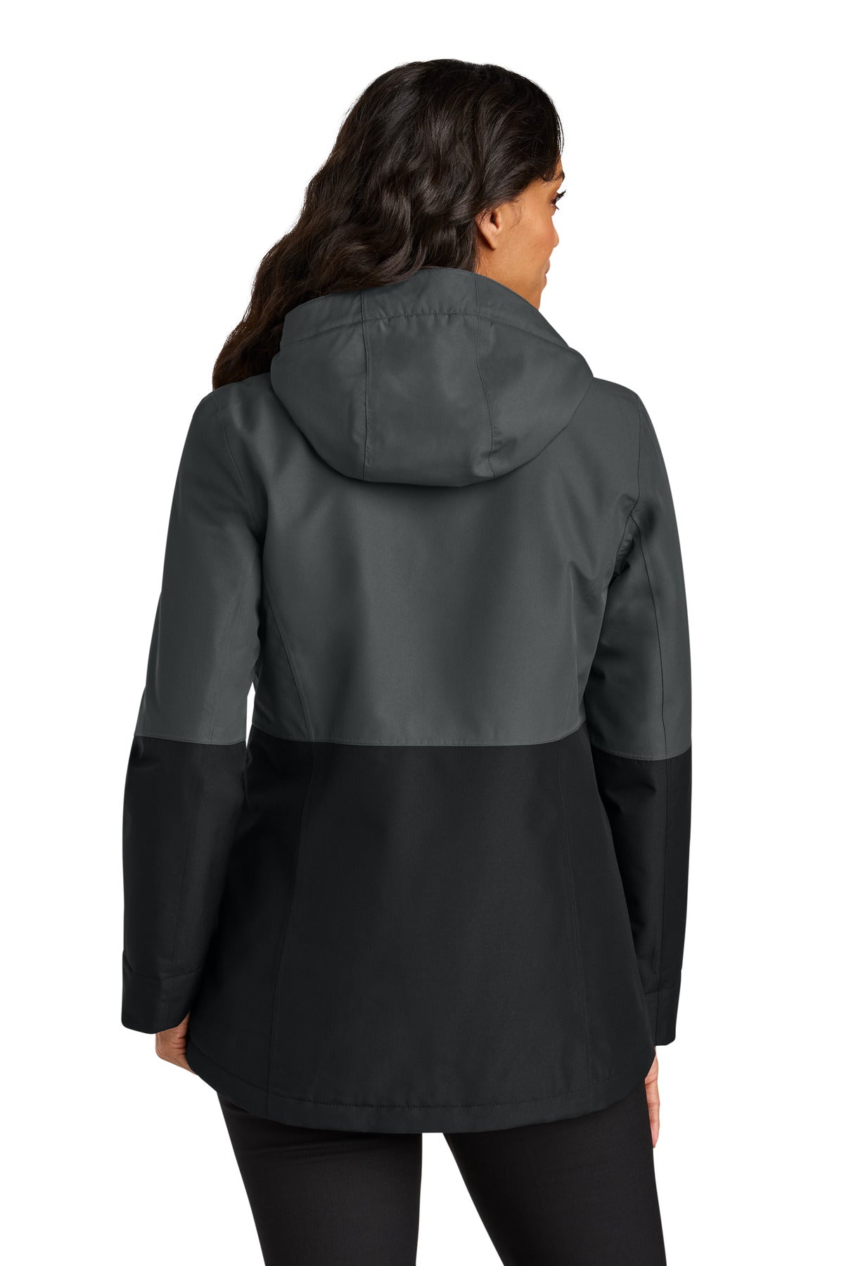 Port Authority Women's Insulated Heavy Ripstop Jacket L721 - Grey Steel/ Deep Black - back