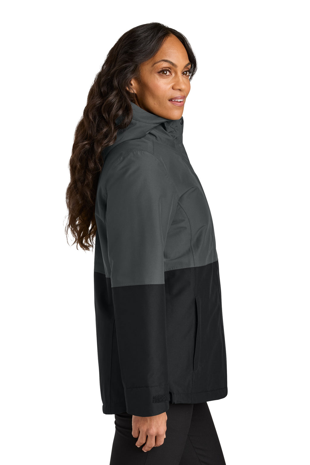 Port Authority Women's Insulated Heavy Ripstop Jacket L721 - Grey Steel/ Deep Black - side