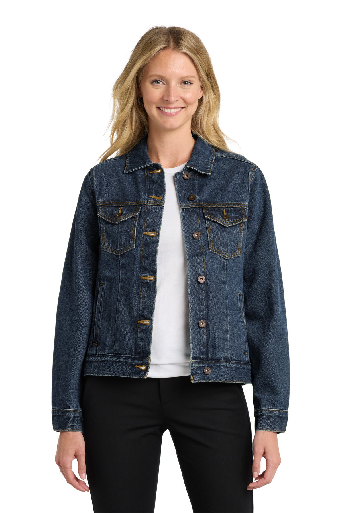 Port Authority Women's Denim Jacket. L7620 - Denim Blue - front