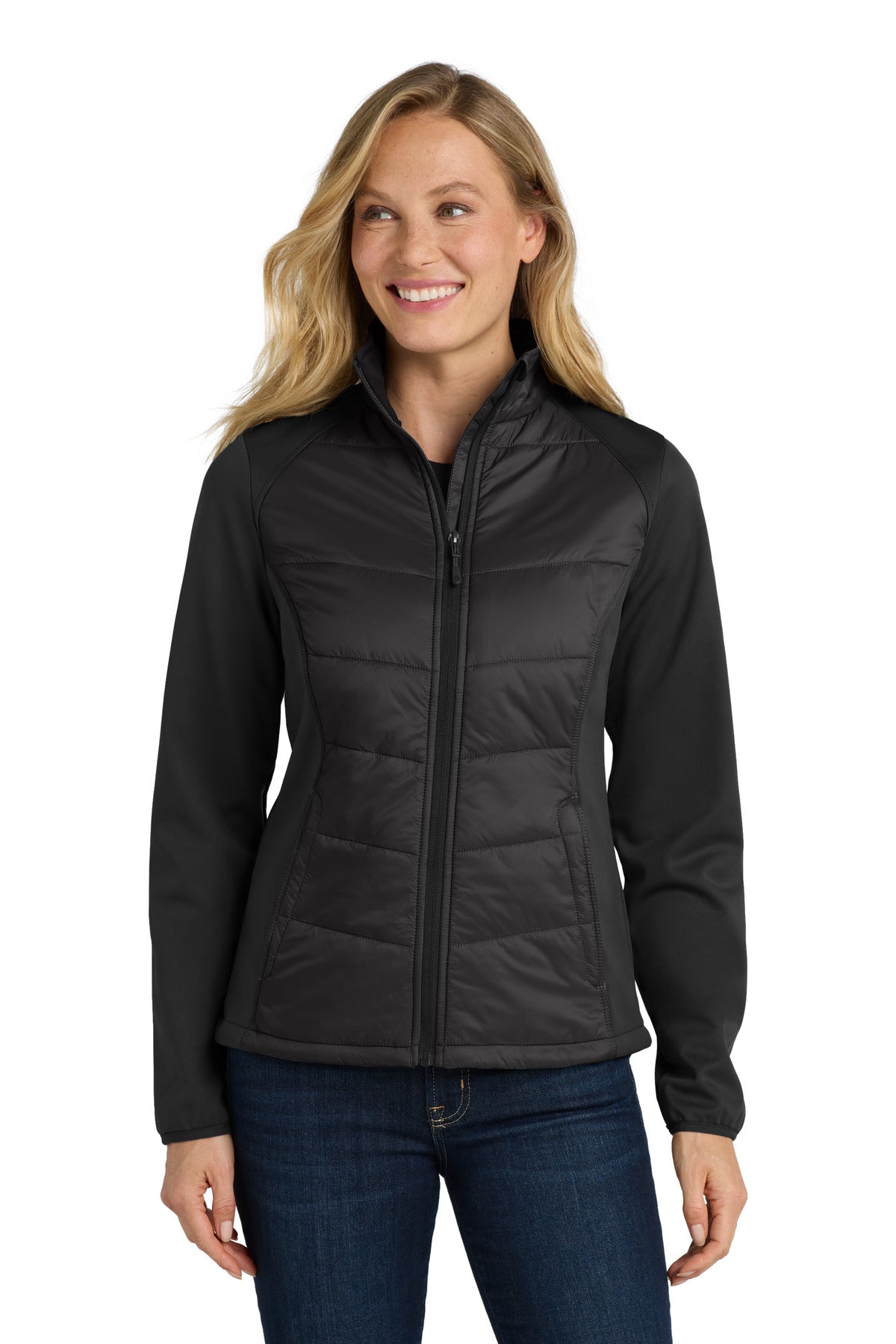 Port Authority Women's Hybrid Soft Shell Jacket. L787 - Deep Black - front