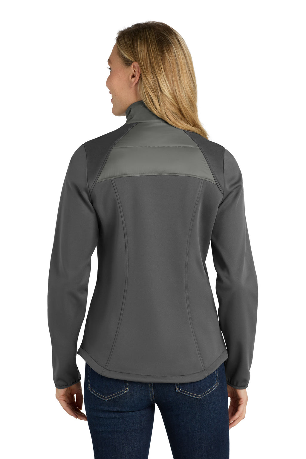 Port Authority Women's Hybrid Soft Shell Jacket. L787 - Smoke Grey/ Grey Steel - back