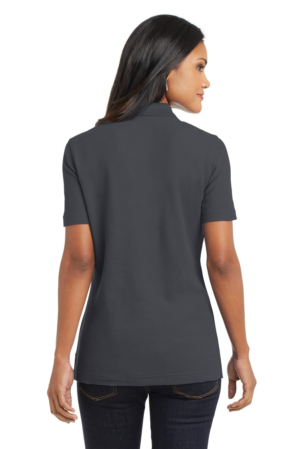 DISCONTINUED Port Authority Ladies EZCotton Pique Polo. L800 - Iron Grey - back
