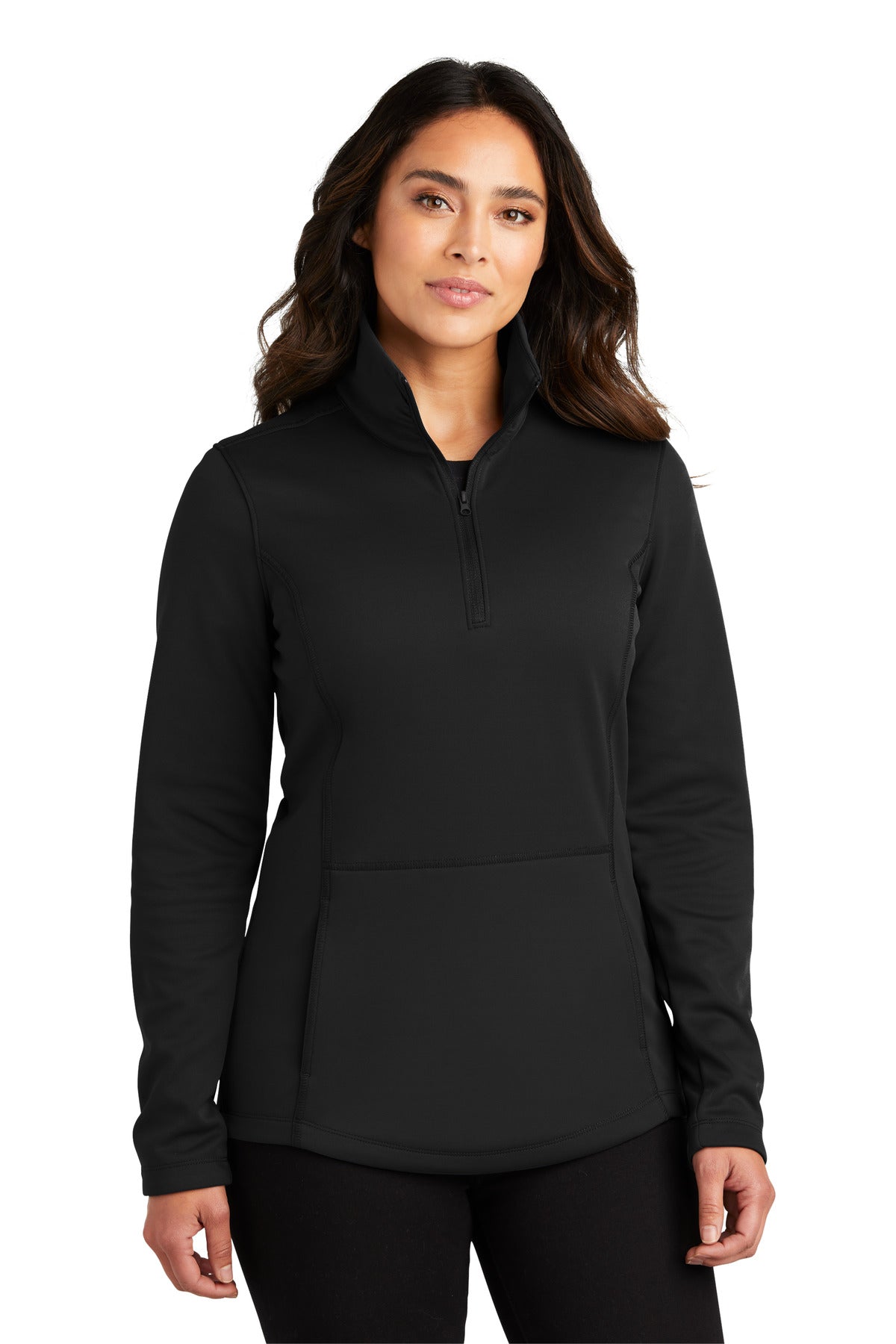 Port Authority Women's Smooth Fleece 1/4-Zip L804 - Deep Black - front