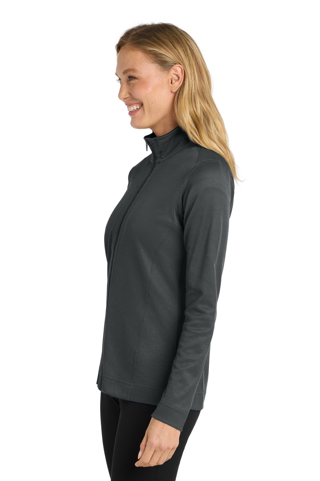 Port Authority Women's Vertical Texture Full-Zip Jacket. L805 - Iron Grey/ Black - side