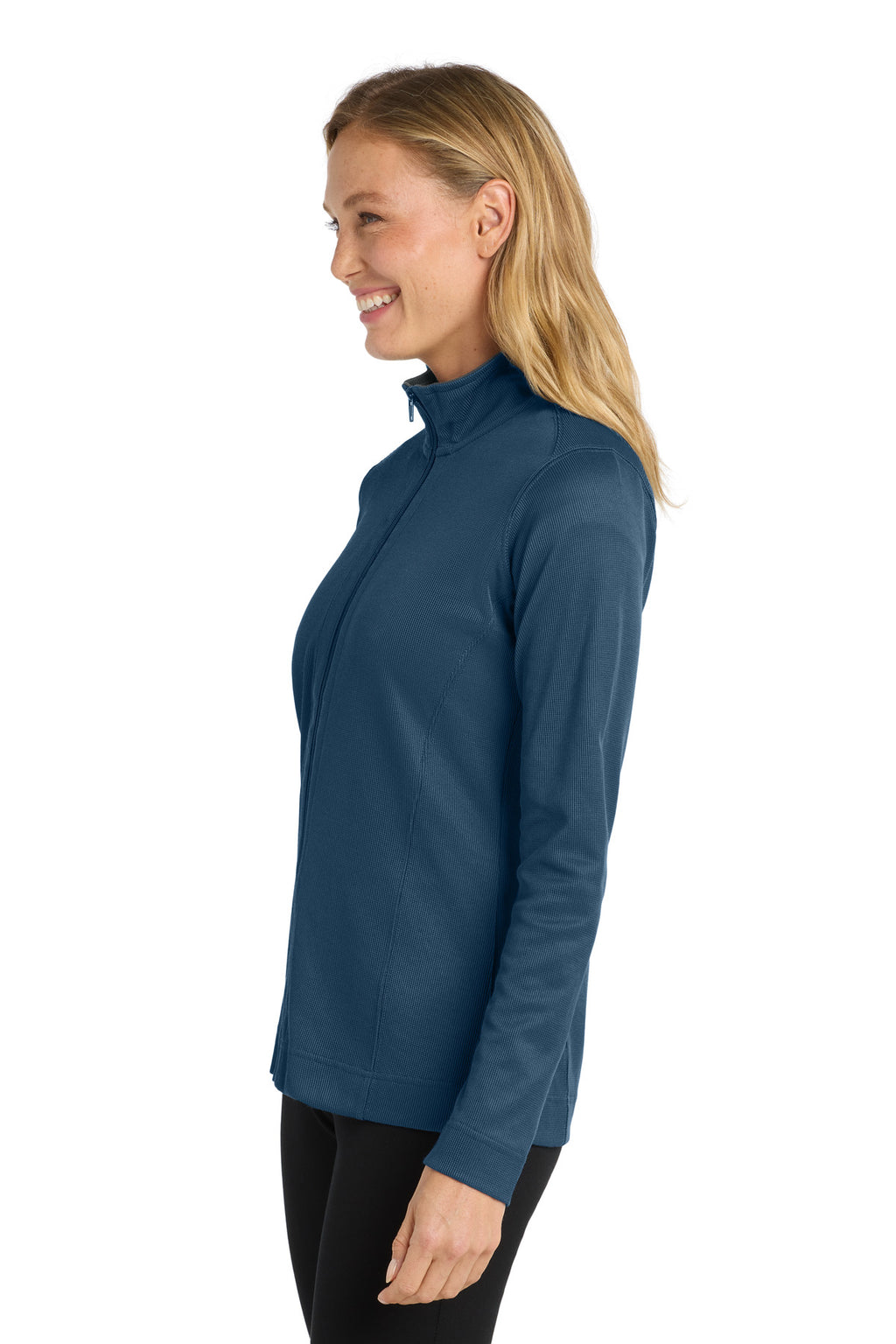 Port Authority Women's Vertical Texture Full-Zip Jacket. L805 - Regatta Blue/ Iron Grey - side