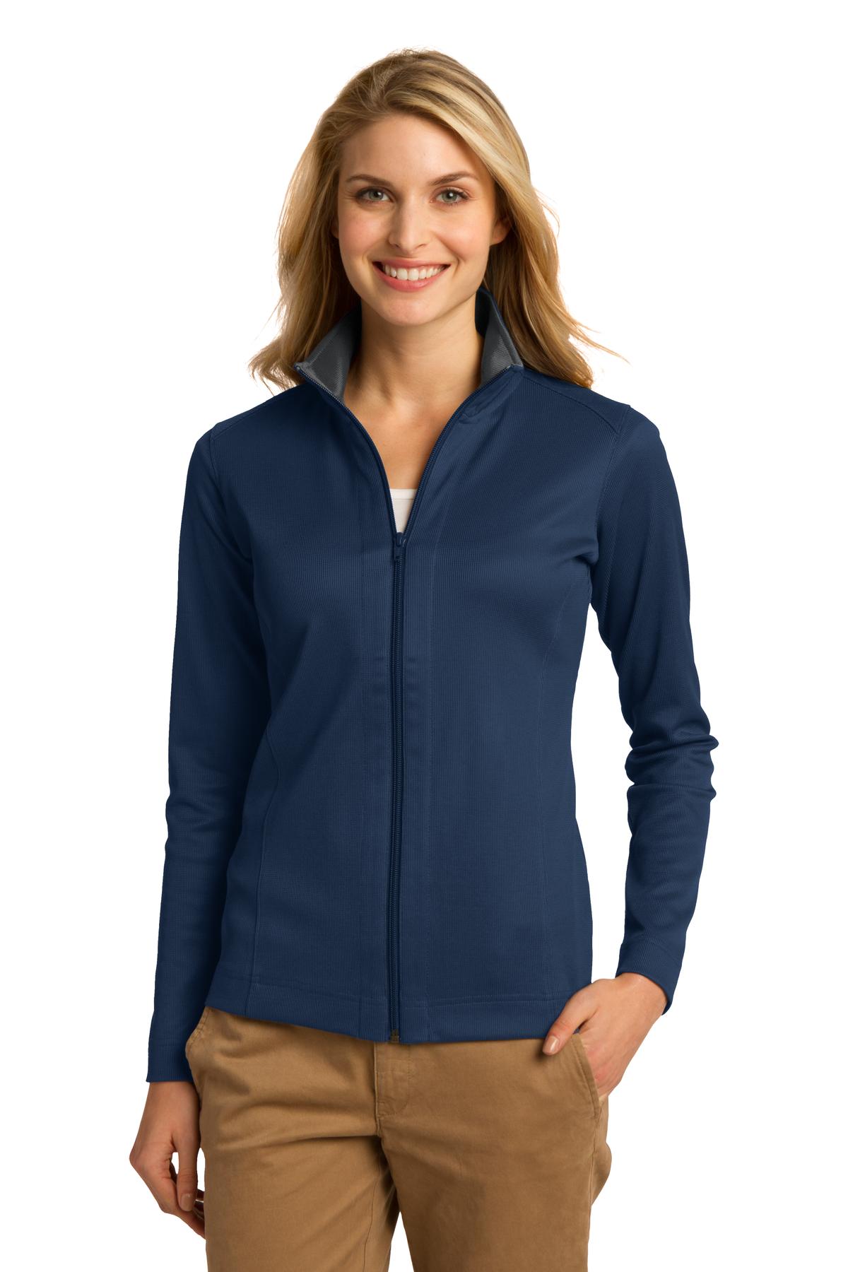 Port Authority Women's Vertical Texture Full-Zip Jacket. L805 - Regatta Blue/ Iron Grey - front