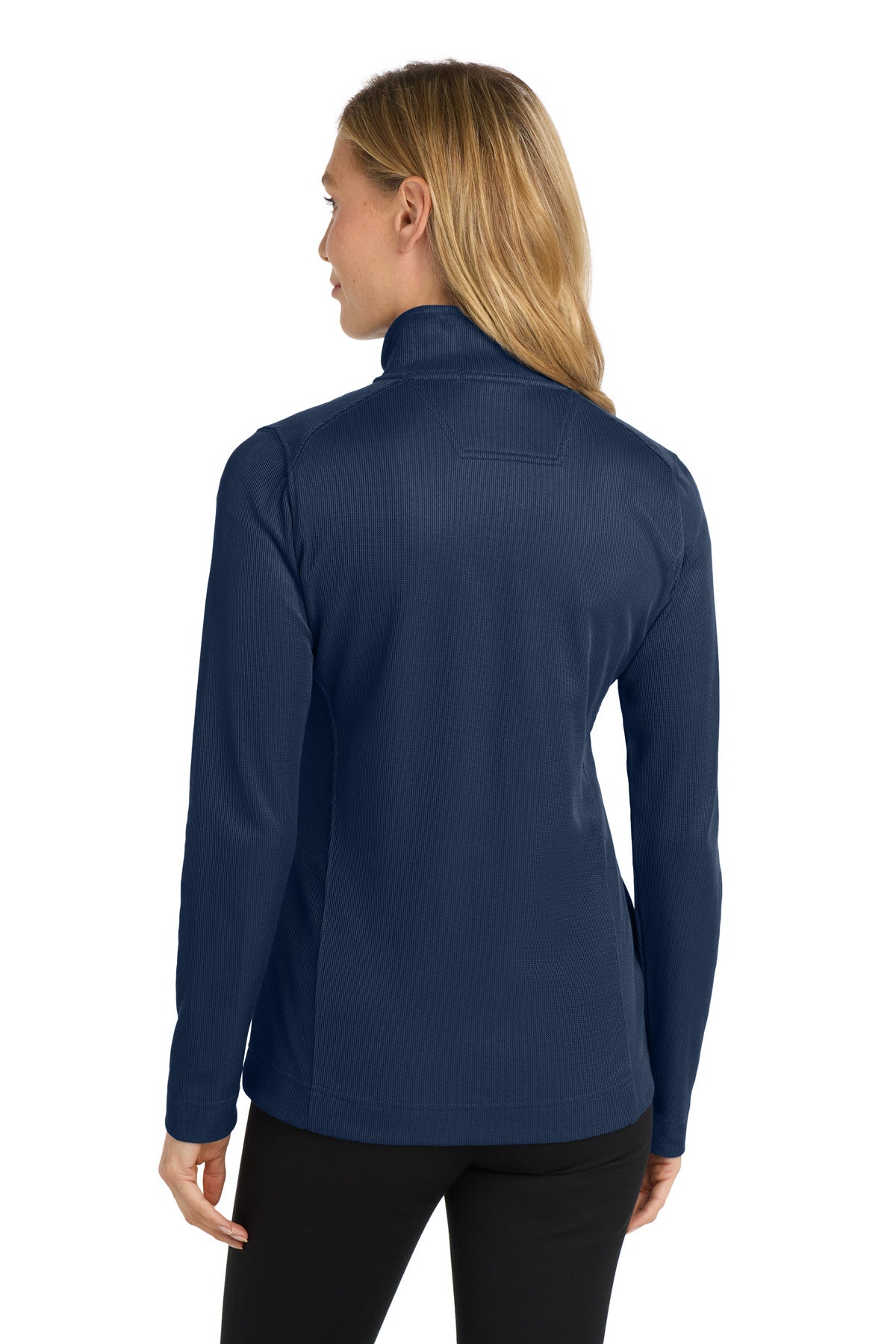 Port Authority Women's Vertical Texture Full-Zip Jacket. L805 - True Navy/ Iron Grey - back