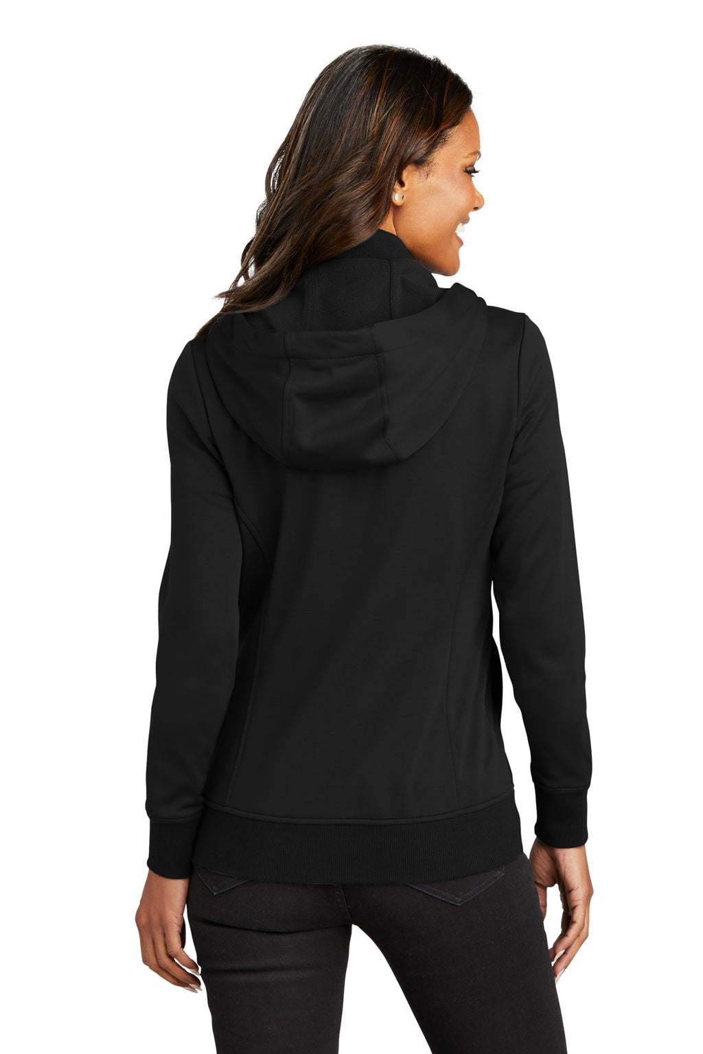 Port Authority Women's Smooth Fleece Hooded Jacket L814 - Deep Black - back
