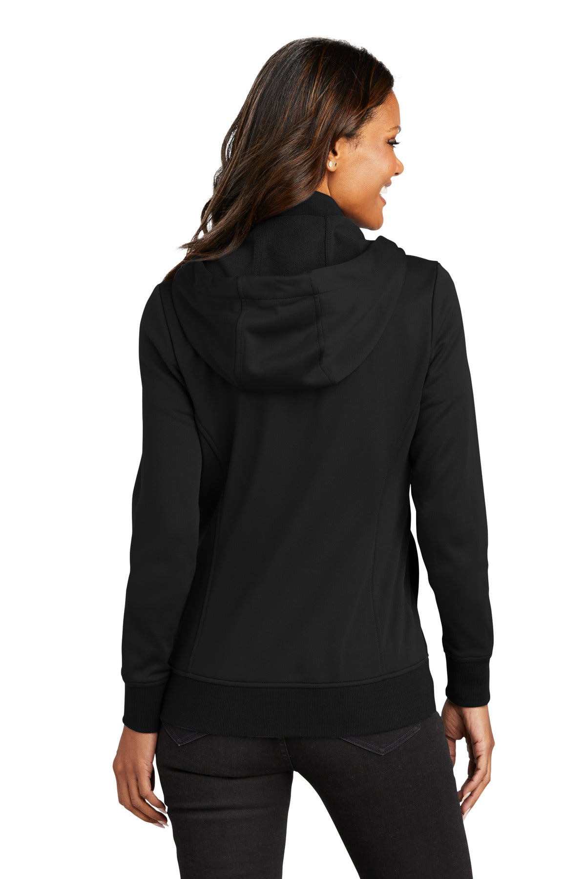 Port Authority Women's Smooth Fleece Hooded Jacket L814 - Deep Black - back