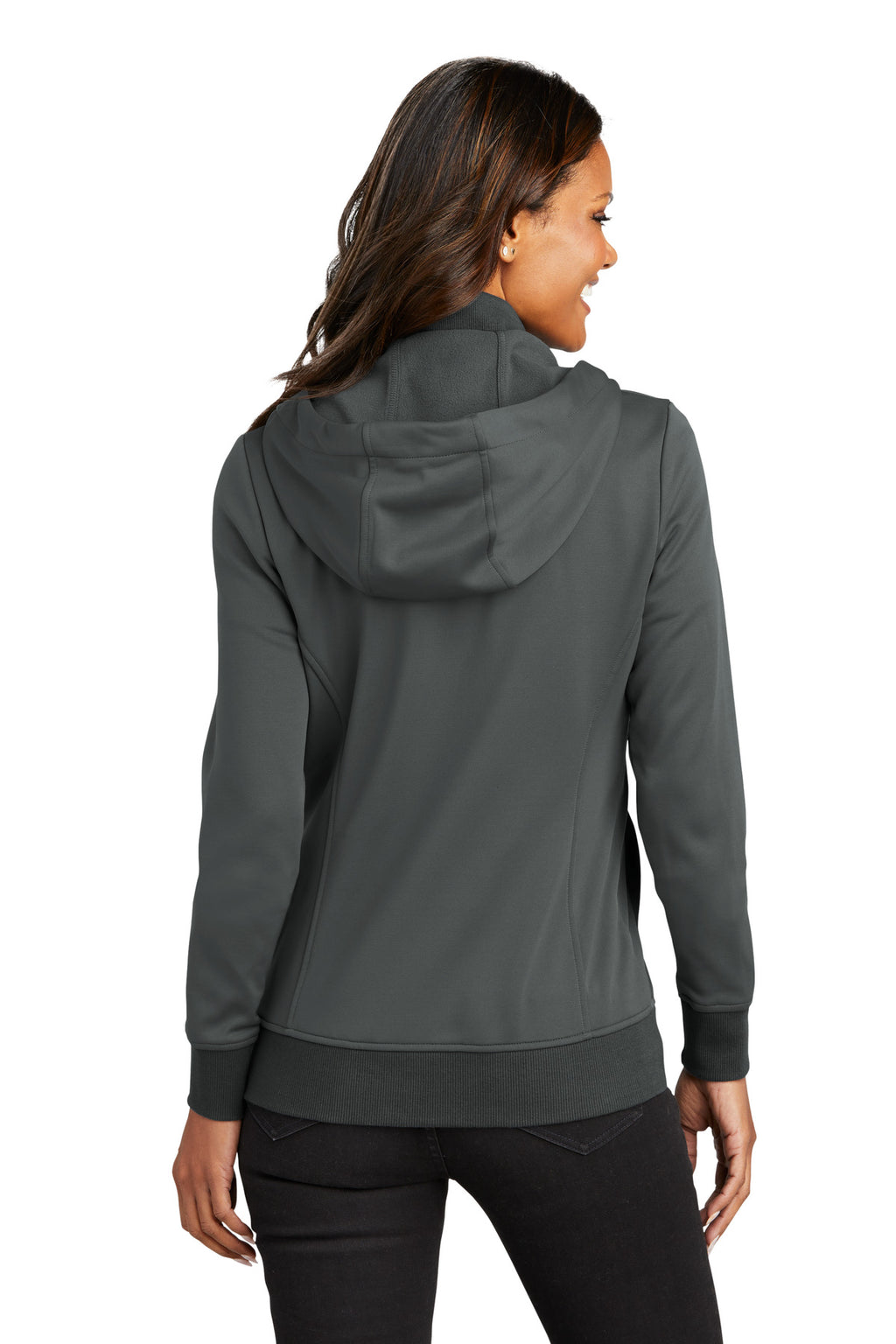 Port Authority Women's Smooth Fleece Hooded Jacket L814 - Graphite - back