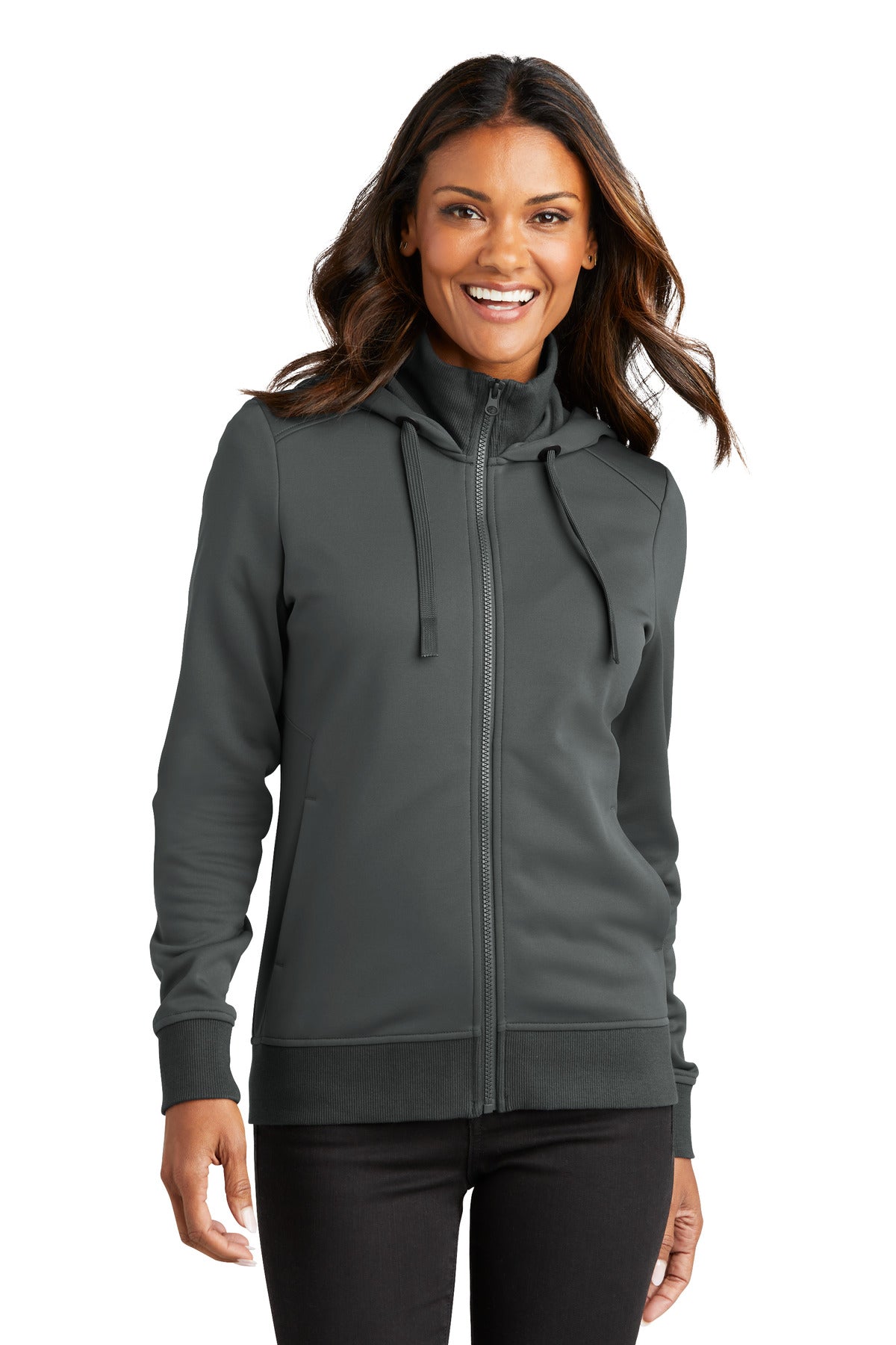 Port Authority Women's Smooth Fleece Hooded Jacket L814 - Graphite - front