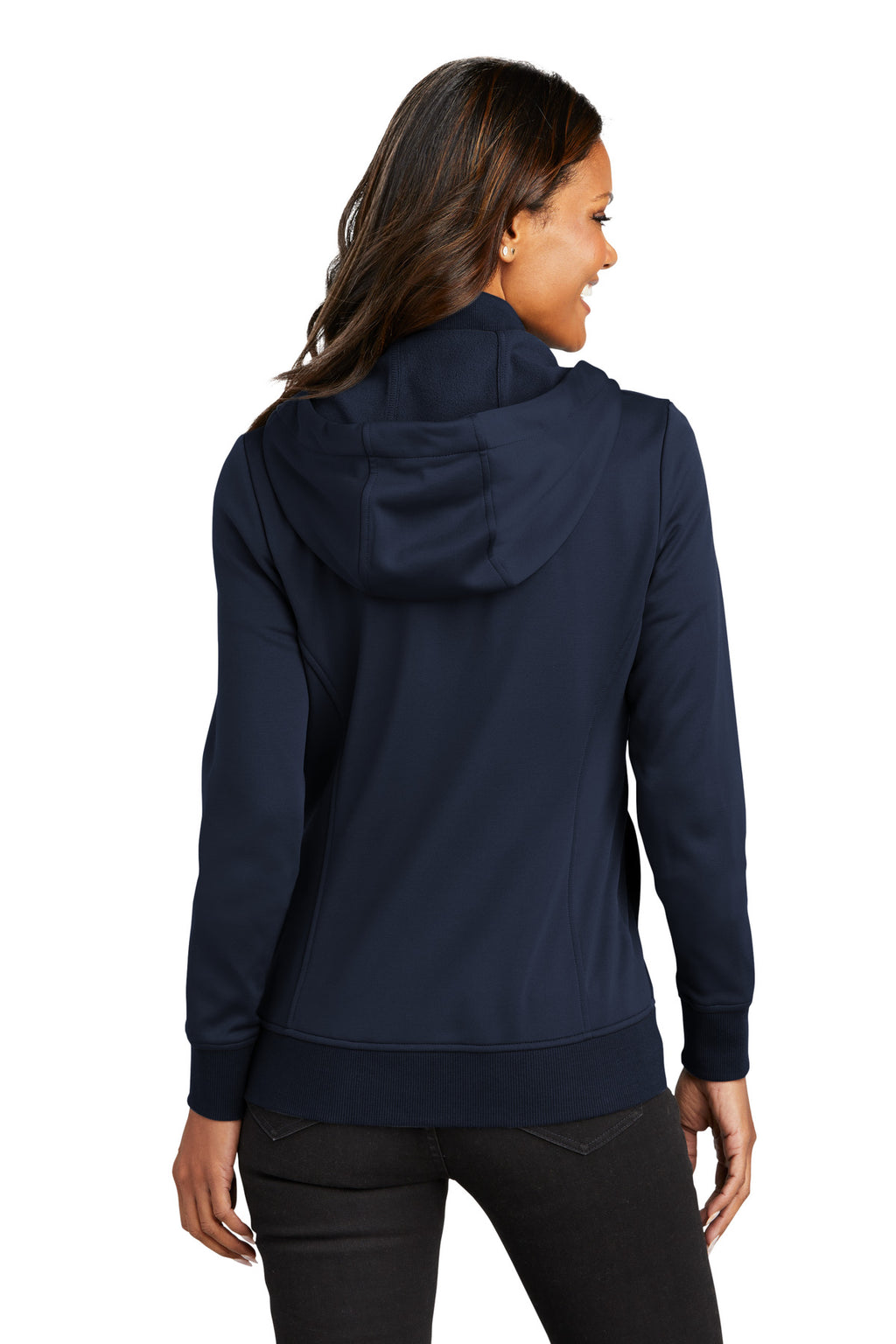 Port Authority Women's Smooth Fleece Hooded Jacket L814 - River Blue Navy - back