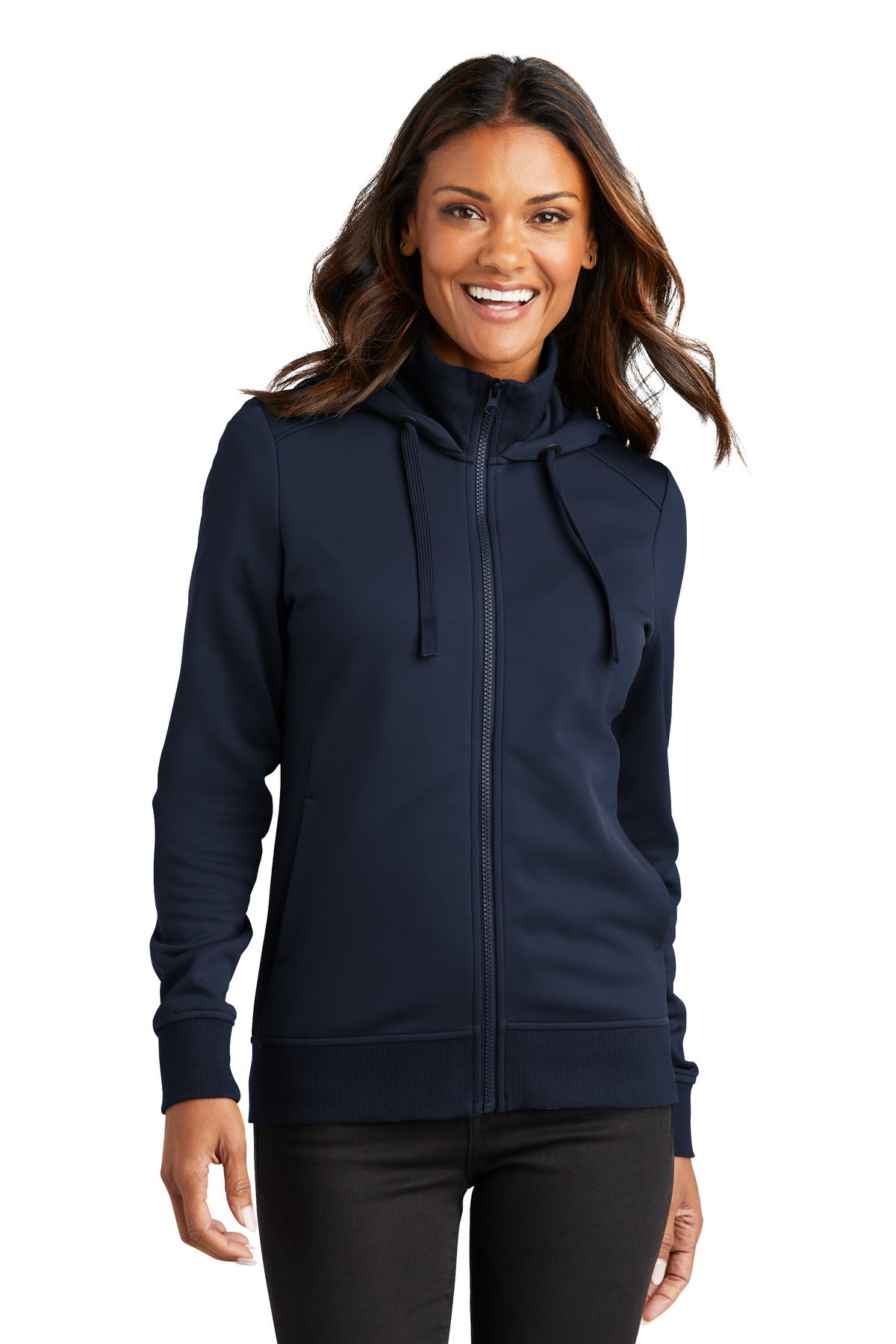Port Authority Women's Smooth Fleece Hooded Jacket L814 - River Blue Navy - front