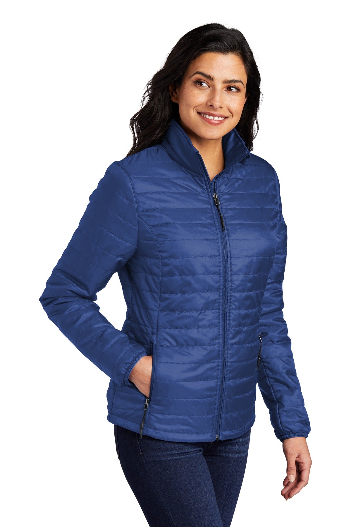 Port Authority Women's Packable Puffy Jacket L850 - Cobalt Blue - three_q