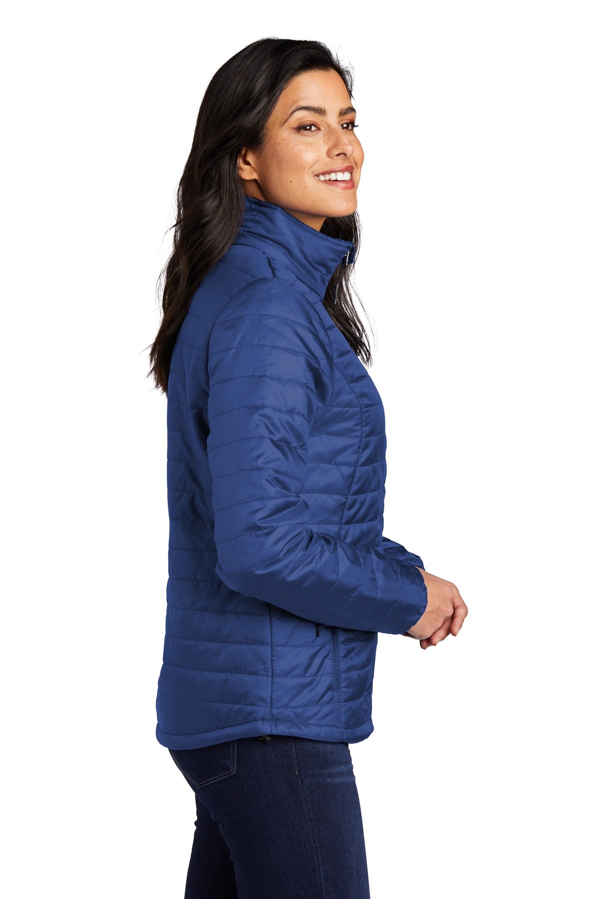 Port Authority Women's Packable Puffy Jacket L850 - Cobalt Blue - side