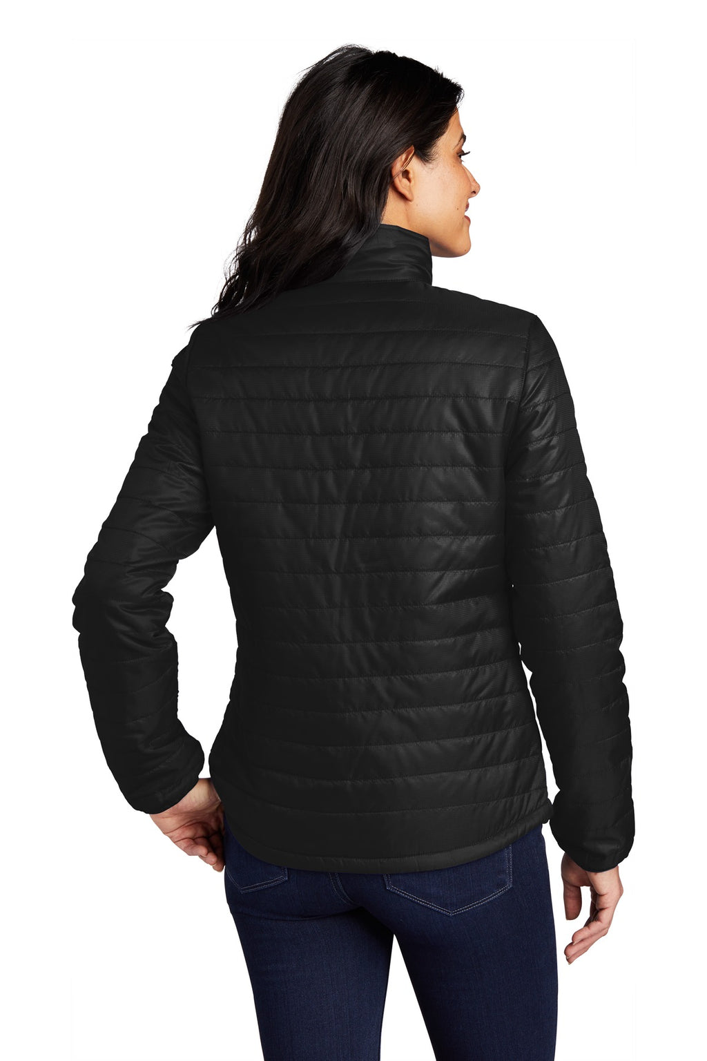 Port Authority Women's Packable Puffy Jacket L850 - Deep Black - back