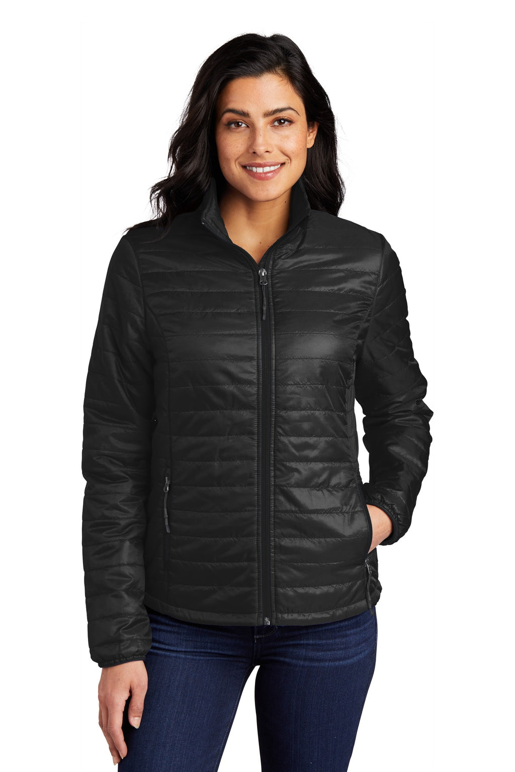 Port Authority Women's Packable Puffy Jacket L850 - Deep Black - front