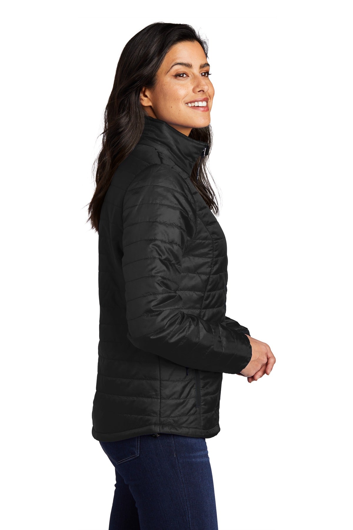 Port Authority Women's Packable Puffy Jacket L850 - Deep Black - side