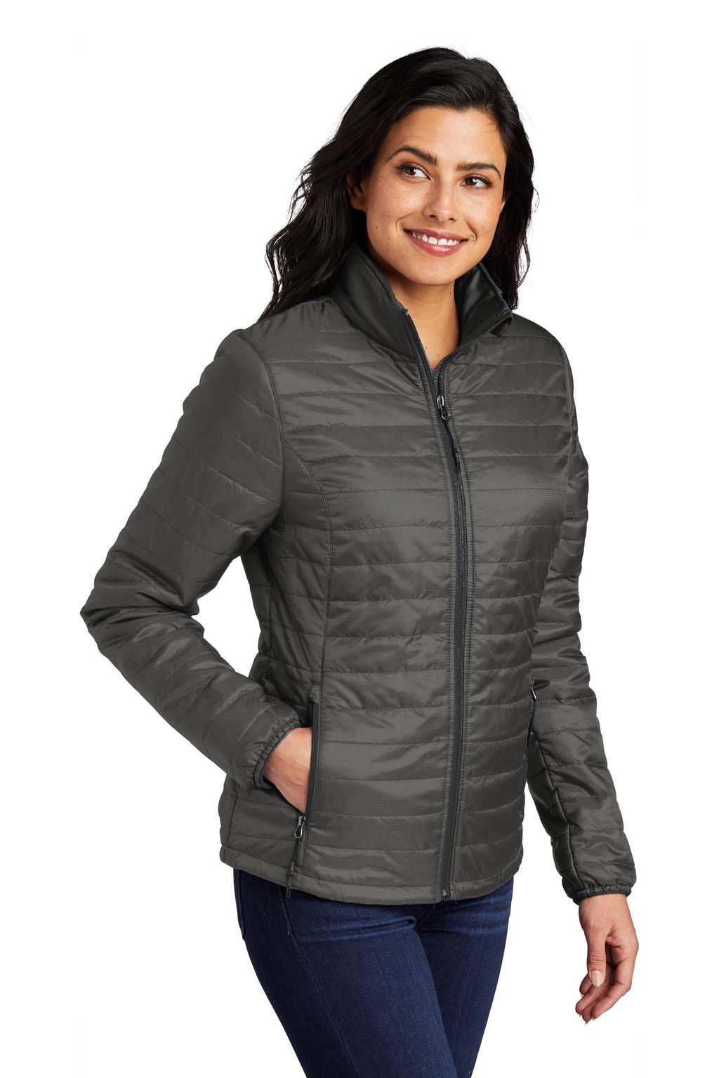 Port Authority Women's Packable Puffy Jacket L850 - Sterling Grey/ Graphite - three_q