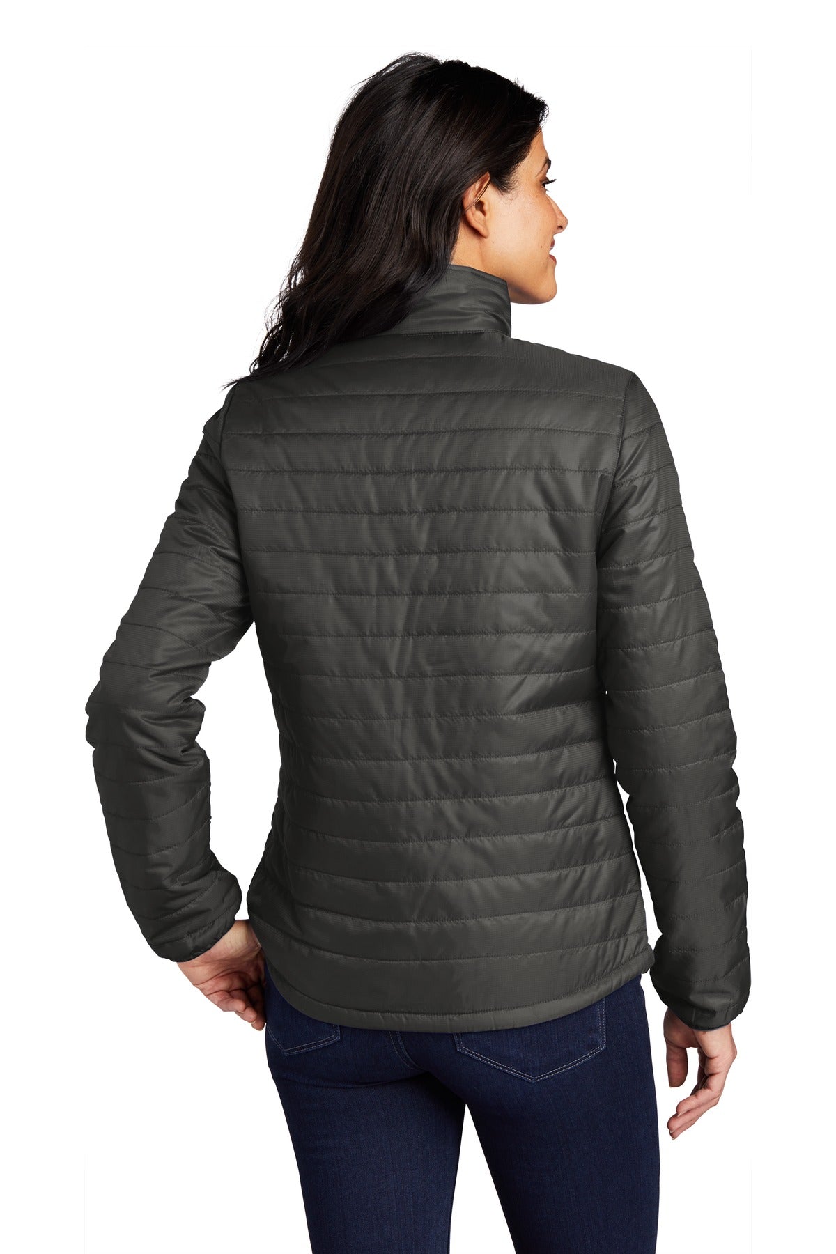 Port Authority Women's Packable Puffy Jacket L850 - Sterling Grey/ Graphite - back