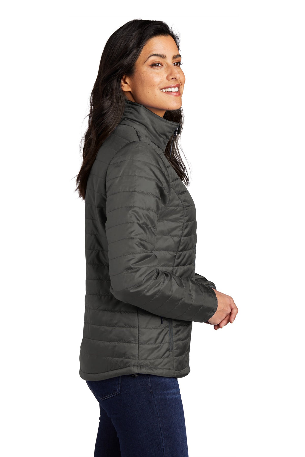 Port Authority Women's Packable Puffy Jacket L850 - Sterling Grey/ Graphite - side