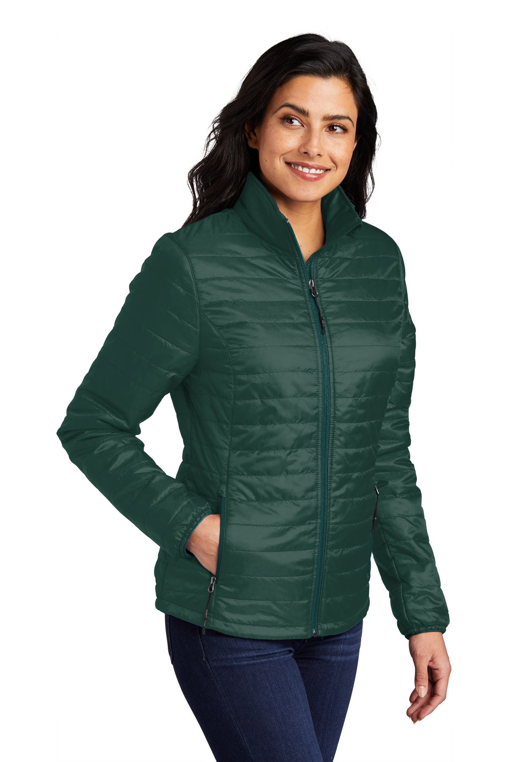 Port Authority Women's Packable Puffy Jacket L850 - Tree Green/ Marine Green - three_q