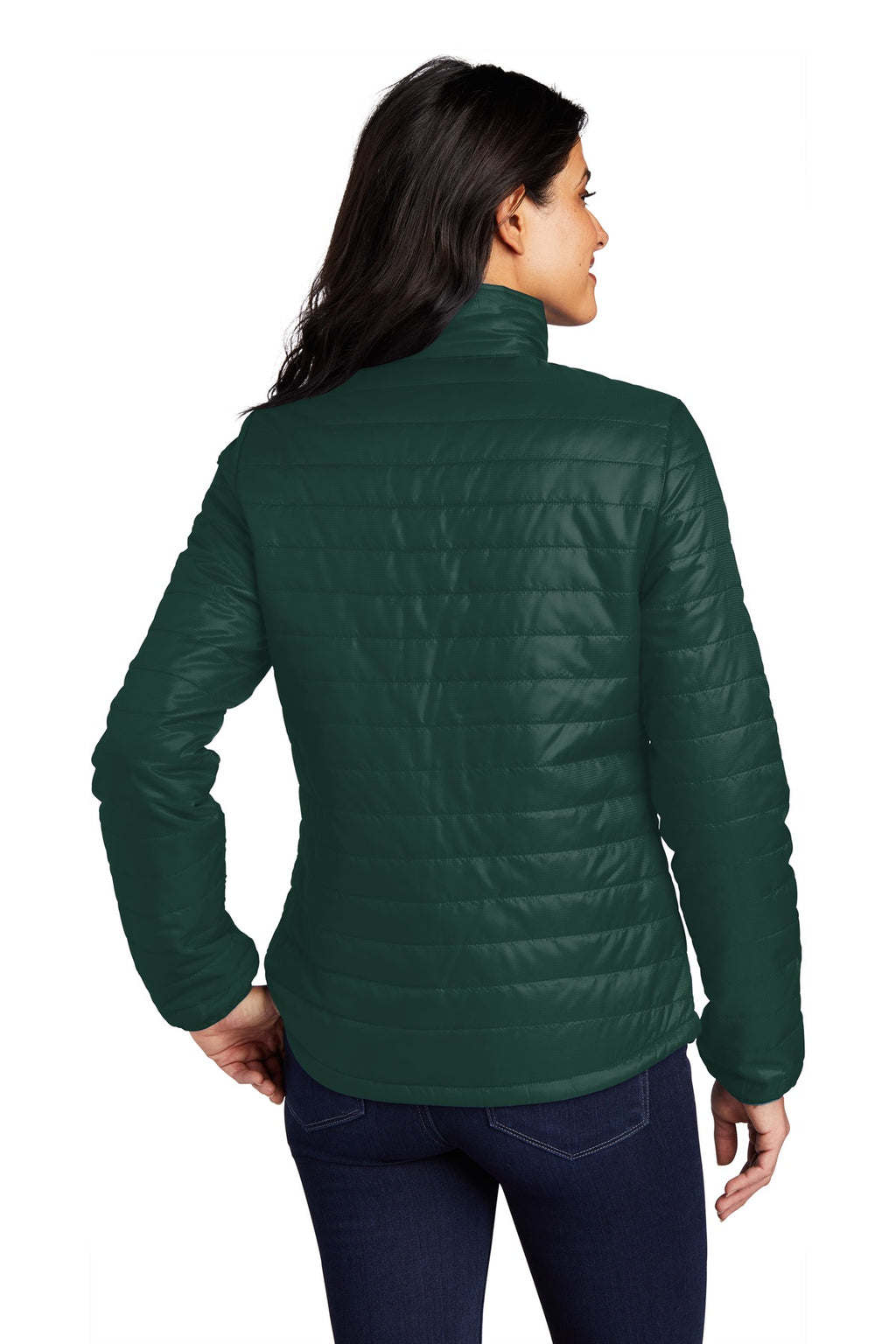 Port Authority Women's Packable Puffy Jacket L850 - Tree Green/ Marine Green - back