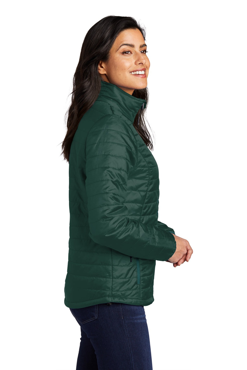 Port Authority Women's Packable Puffy Jacket L850 - Tree Green/ Marine Green - side
