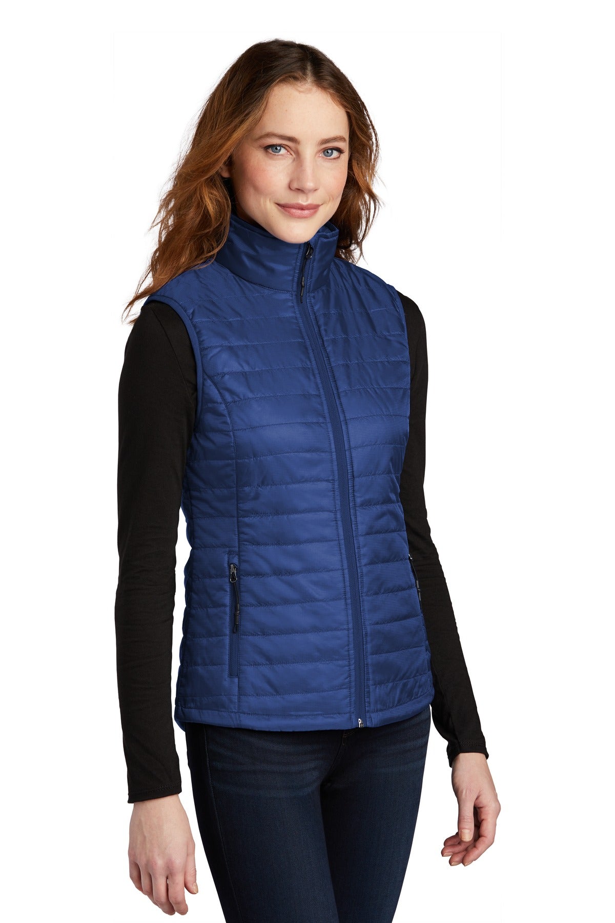 Port Authority Women's Packable Puffy Vest L851 - Cobalt Blue - three_q